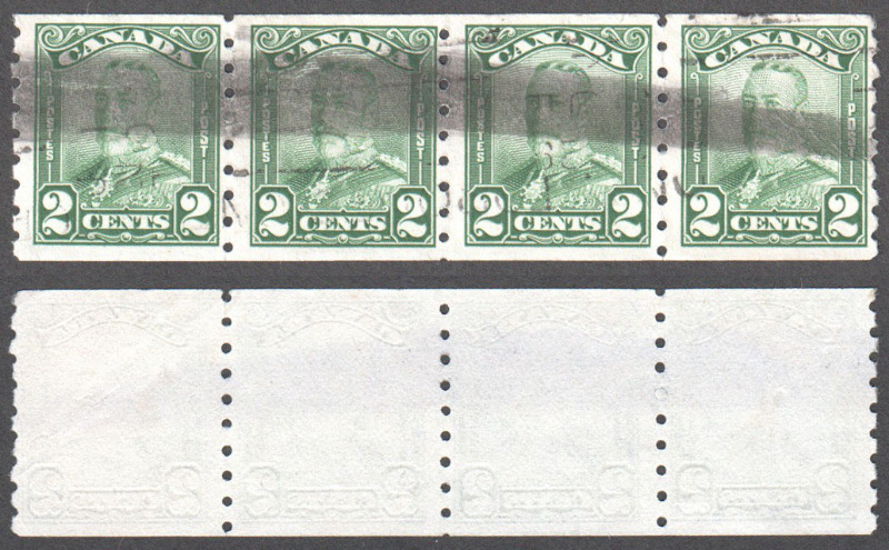 Canada Scott 161 Used Strip F (P) - Click Image to Close